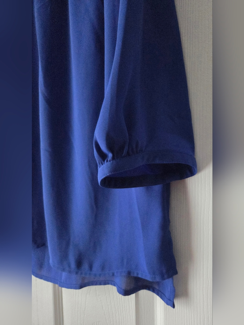 Express Semi Sheer Royal Blue Keyhole Blouse Size M - Picture 4 of 11